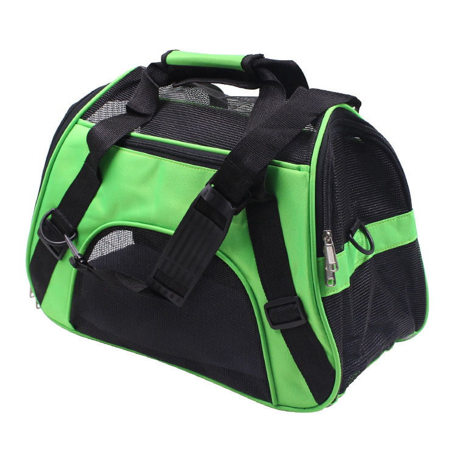 Pet Travel Carrier Portable Bag for Cats, Dogs, Kittens or Puppies, Collapsible, Durable, Airline Approved, Travel Friendly, Small Size 17"L x 7.9"W x 11.4"H, Green