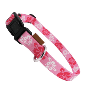 Dog Collar, Cute Floral Pattern, Soft and Adjustable Collar with Quick Release Buckle (XS (Neck 9-13", Width 3/8"), Hawaiian Pink)