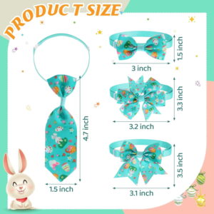 120 Pcs Easter Dog Bow Tie Collar Set Swallowtails Bunny Easter Egg Patterns Bow Ties Collars Pet Holiday Accessories for Doggy Cat