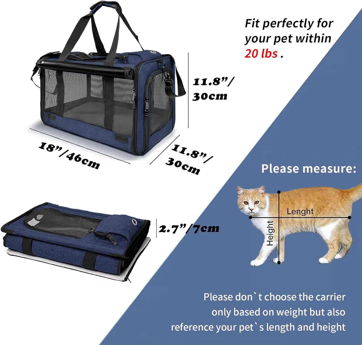 Medium Cat Carrier Large 15 lbs+ Soft Pet Travel Bag for 2 Kittens or Big Maine Coons 25 lbs - Image 2