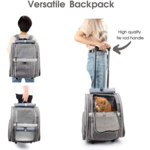 Pet Rolling Carrier, Dog Backpack with Wheels,Cats,Puppies Travel Bag with Wheels,Dog Trolley