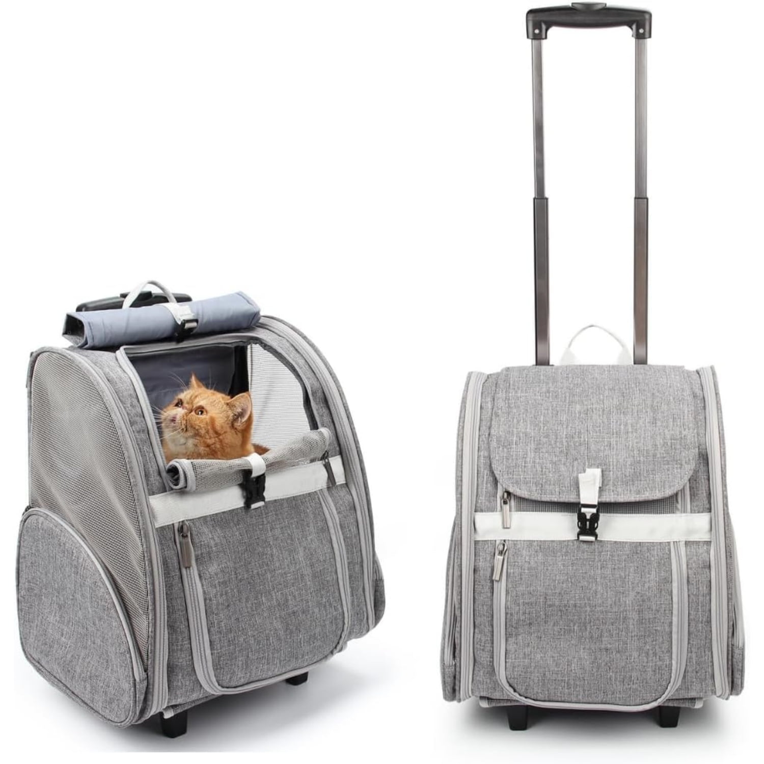 Pet Rolling Carrier, Dog Backpack with Wheels,Cats,Puppies Travel Bag with Wheels,Dog Trolley - Image 5