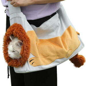 Lion-Shaped Pet Carrier Backpack – Cute & Cozy Animal Design for Small Dogs & Cats, Breathable Travel Shoulder Bag for Outdoor Walking, Hiking & Daily Use
