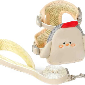 "Adjustable No-Pull Dog Harness and Leash Set, Breathable Mesh Pet Vest with Pockets, Soft and Lightweight for All Weather - Beige, Medium"