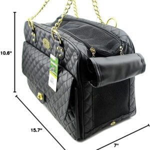 New Dog Carrier Dog Handbag Dog Purse Pet Tote Bag Soft Sided Pet Carriers with Double Chain Handles Black