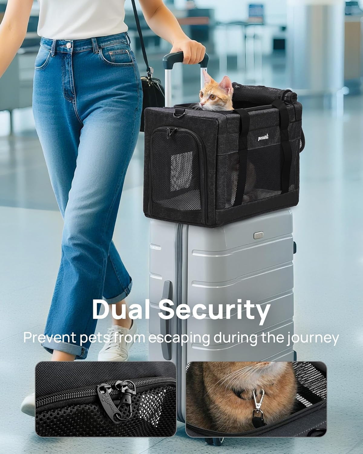 Airline Approved Soft-Sided Pet Carrier with Stable Structure, Breathable Bag for Pets Under 12lbs, Dark Gray - Image 3