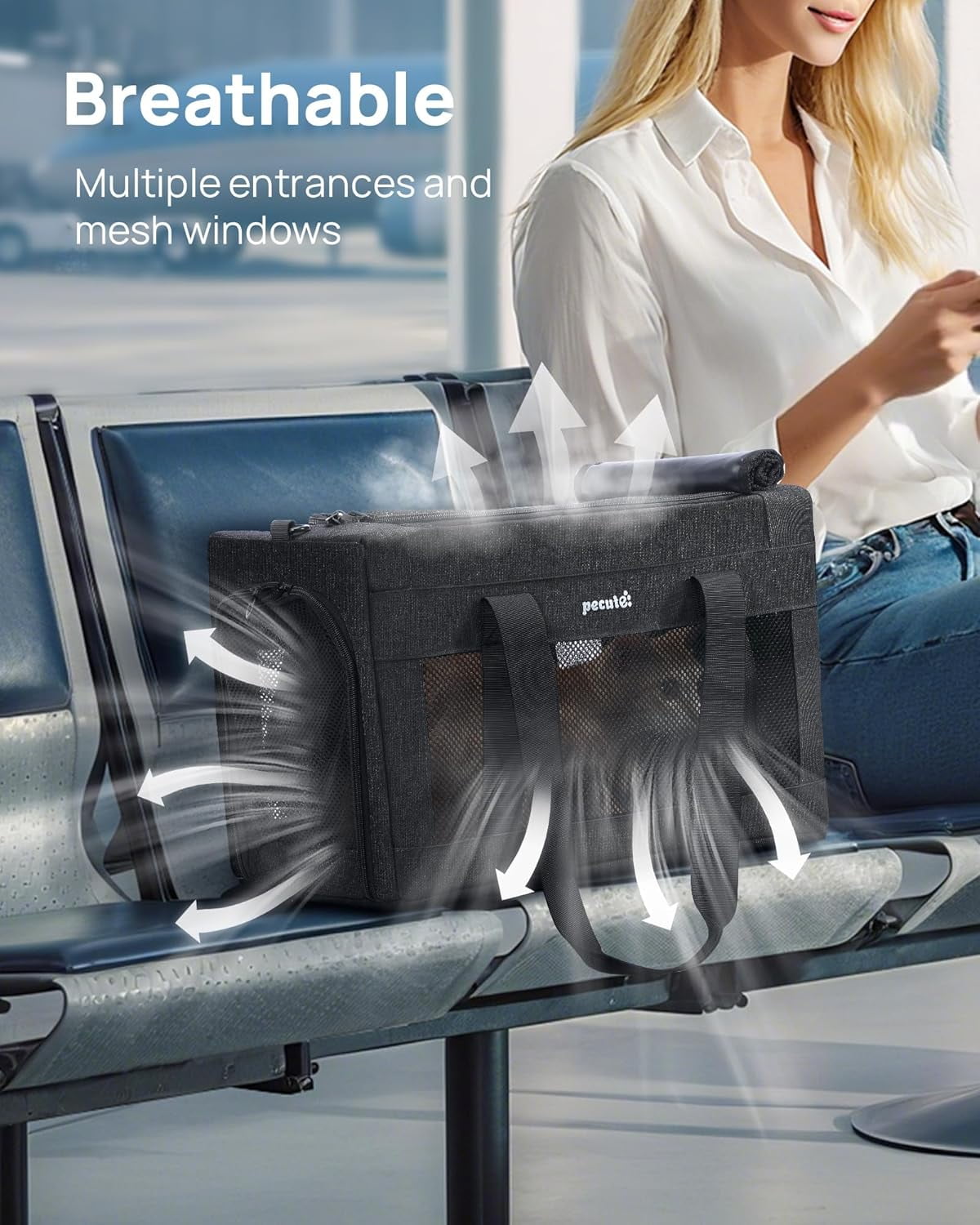 Airline Approved Soft-Sided Pet Carrier with Stable Structure, Breathable Bag for Pets Under 12lbs, Dark Gray - Image 4