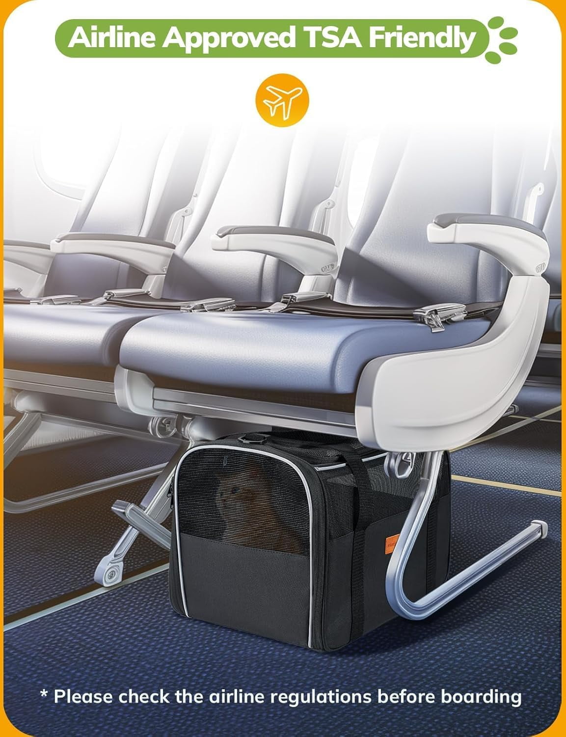 Soft Pet Carrier for Cats & Dogs up to 14lbs - Airline Approved with Safety Buckle - Image 2