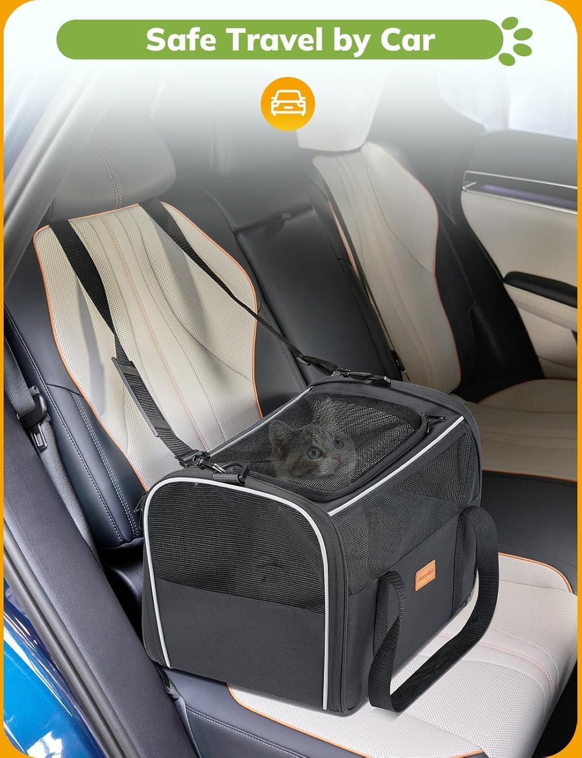 Soft Pet Carrier for Cats & Dogs up to 14lbs - Airline Approved with Safety Buckle - Image 3