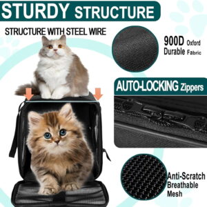 Pet Carrier for Medium to Large Cats & Small Dogs - Top Loading, Portable & Collapsible Travel Bag