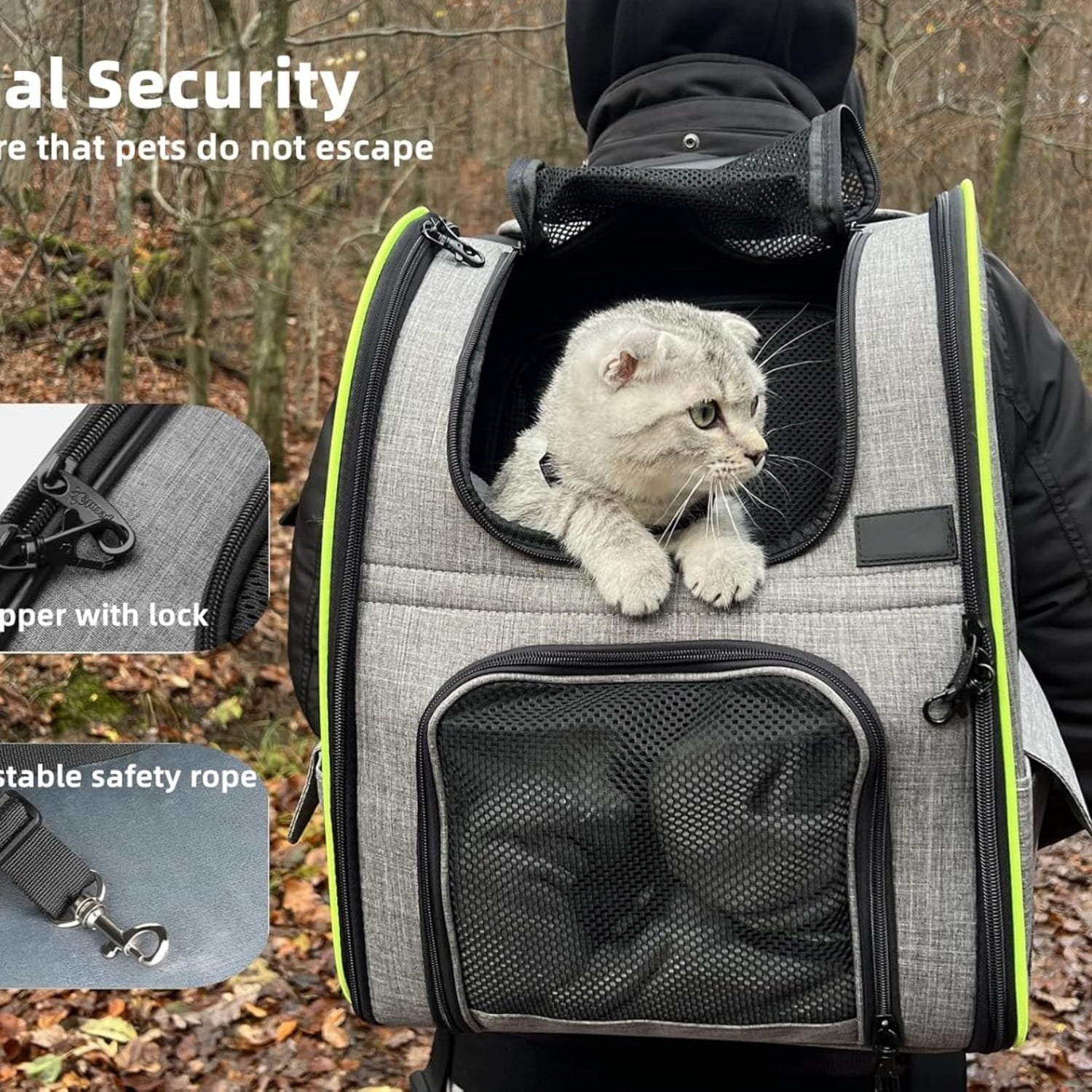 Cat Carrier Backpacks, Expandable Cat Backpack with Breathable Mesh, Pet Carrier Backpack for Cats Small Dogs Puppies Up to 17 Lbs, Dog Carrier Backpack Great for Travel Hiking Camping Outdoor - Image 4