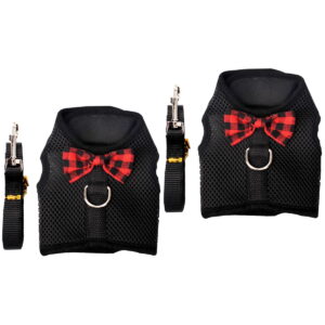 2 Sets Pet Vest Harness Dog Training Harnesses Ferret Travel Black