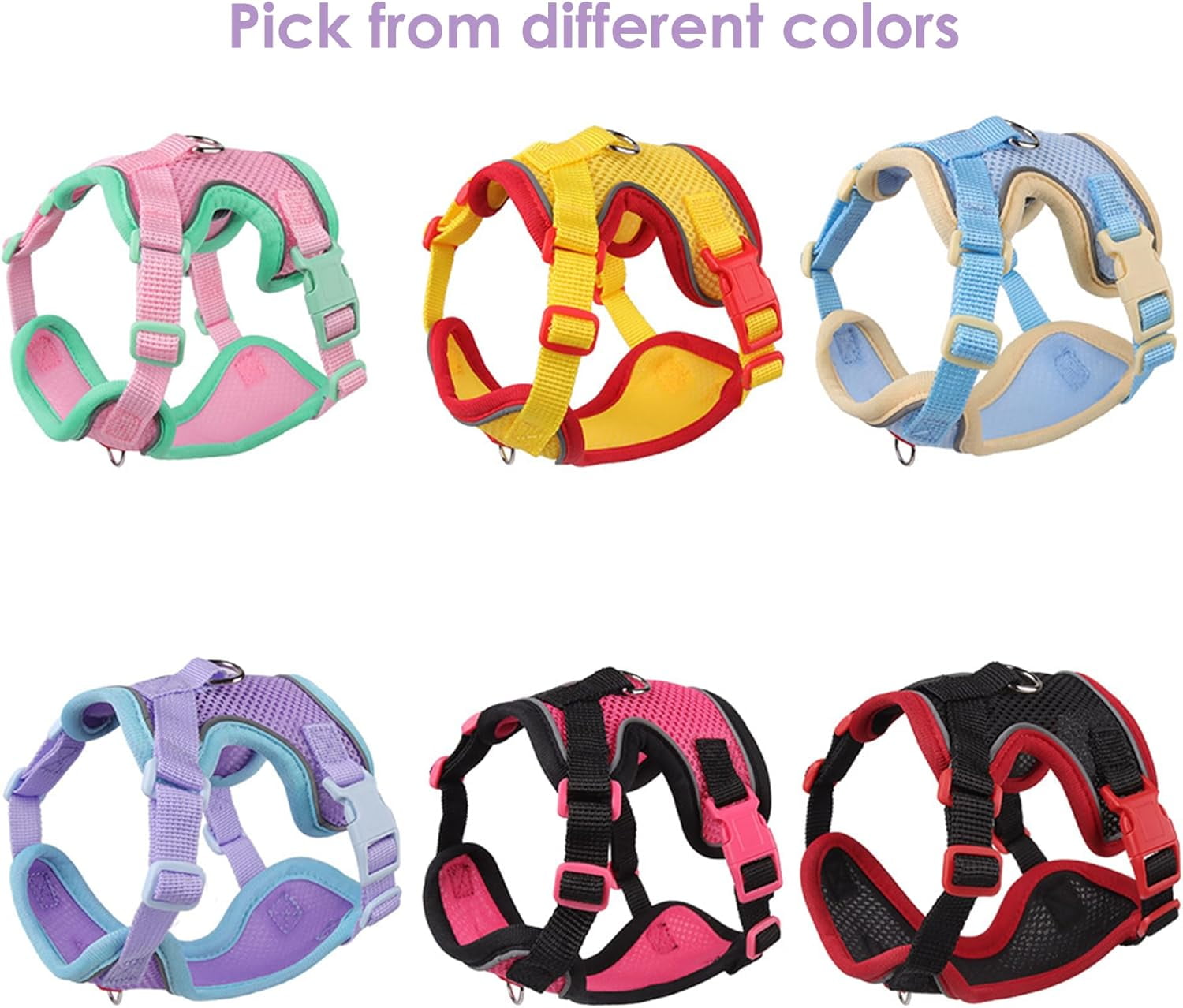 "Adjustable Cat Harness and Leash Set, Escape-Proof Reflective Vest for Cats & Small Dogs, Soft Breathable Mesh, Pressure-Reducing Design, 5ft Leash, XL - Beige & Blue" - Image 2