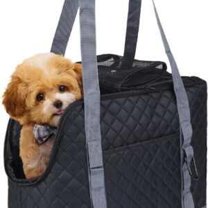 Dog Purse Carrier for Small Dogs, Soft Sided Pet Carrier with Pockets, Foldable Dog Carrier Purse for Puppy, Rabbit, Cat, Washable Breathable Pet Carrier, Dog Carrier Bag for Outdoor Shopping Travel