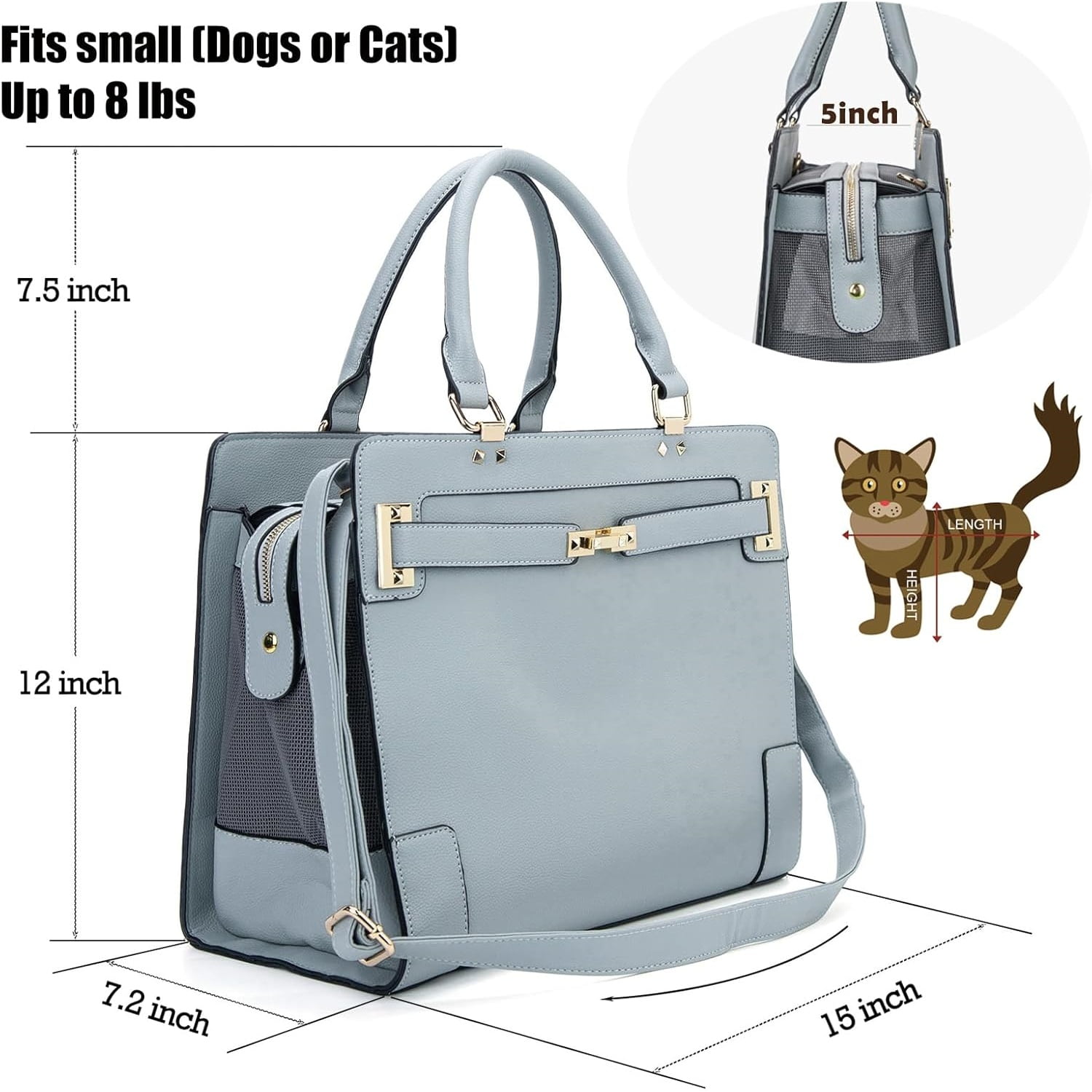 Fashion Pet Carrier Dog Cat Carrier Purse Soft-Sided Leather Handbag Pet Tote Bag for Small Dogs Puppy and Cats - Image 4