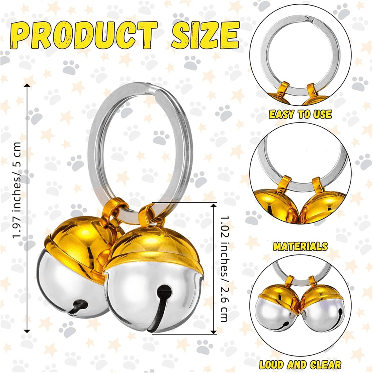 8 Pack Extra Loud Cat & Dog Bells, Brass Dog Collar Bell Pet Tracker, Protect Wildlife, for Various Deaf or Elderly Pets - Image 3