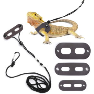 Bearded Dragon Harness and Leash Adjustable(S,M,L, 3 Pack) - Soft Leather Reptile Lizard Leash for Amphibians and Other Small Pet Animals