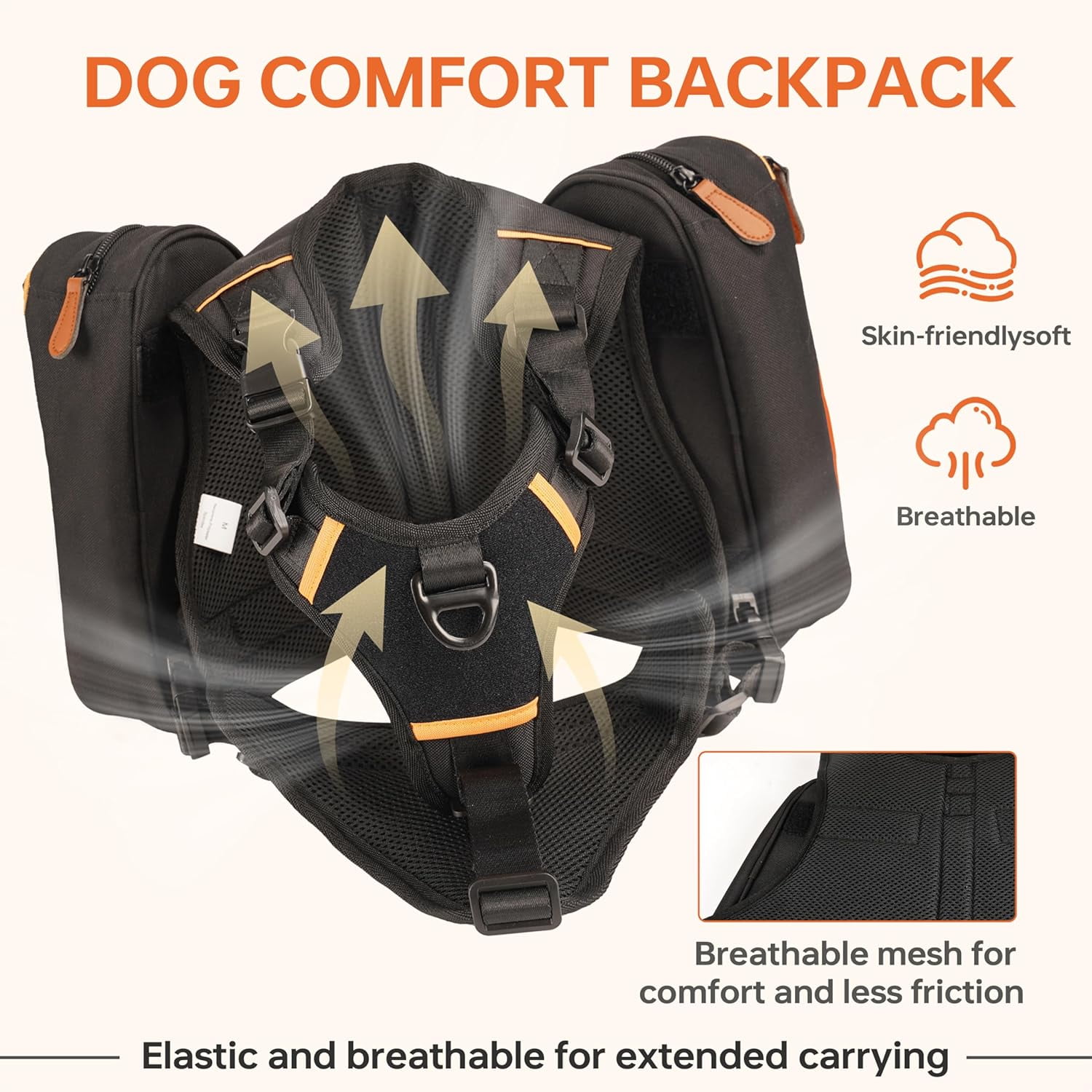 Dog Backpack for Medium & Large Dogs, Detachable Side Bags, Quick-Poop Bag Dispenser | No-Pull Adjustable Harness for Large-Chested Breeds | Non-Slip Handle for Hiking, Walking, Outdoor Adventures(S) - Image 2