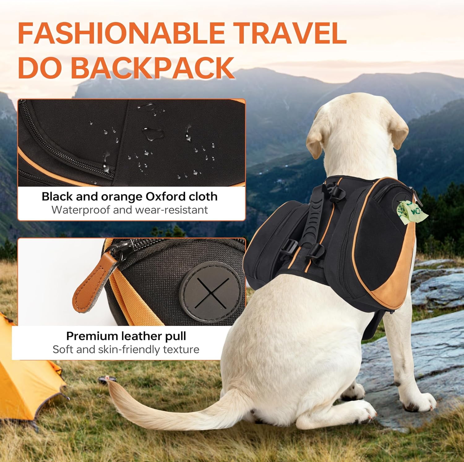 Dog Backpack for Medium & Large Dogs, Detachable Side Bags, Quick-Poop Bag Dispenser | No-Pull Adjustable Harness for Large-Chested Breeds | Non-Slip Handle for Hiking, Walking, Outdoor Adventures(S) - Image 5