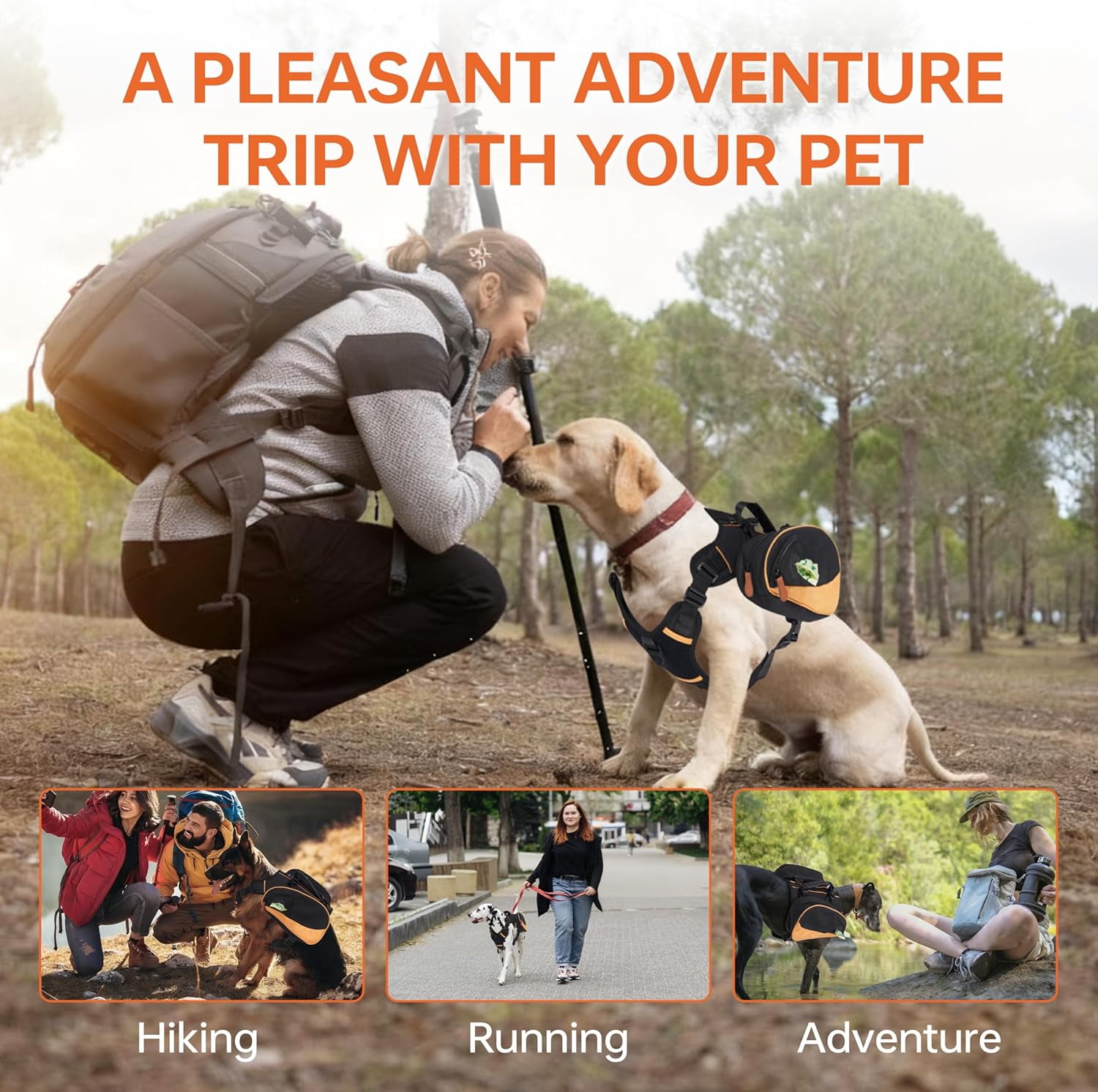 Dog Backpack for Medium & Large Dogs, Detachable Side Bags, Quick-Poop Bag Dispenser | No-Pull Adjustable Harness for Large-Chested Breeds | Non-Slip Handle for Hiking, Walking, Outdoor Adventures(S) - Image 6