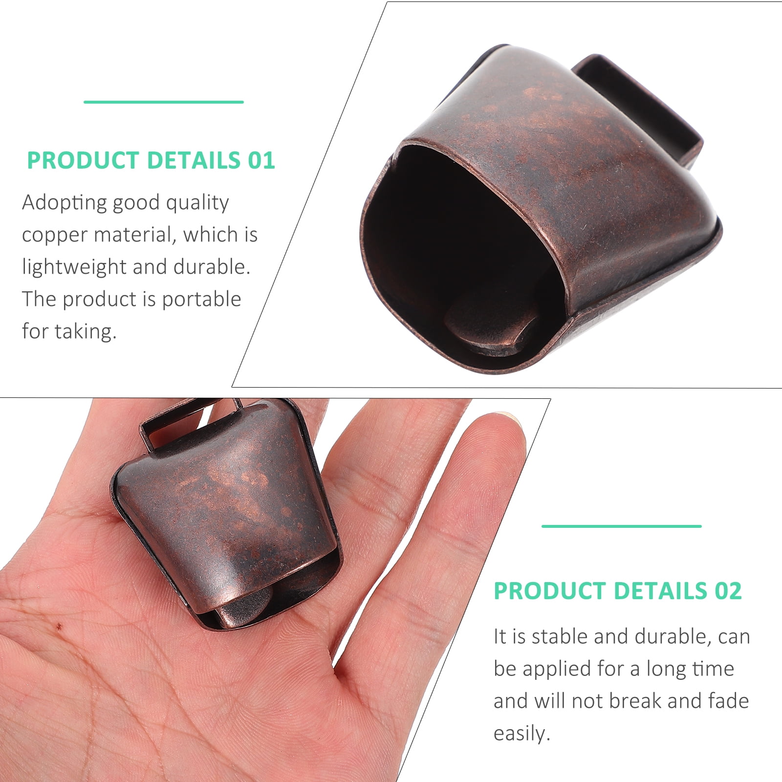 unbranded 2 Pcs Copper Bell Cow Herd for Dog Collar Hanging Christmas Bells Decoration Shop - Image 2