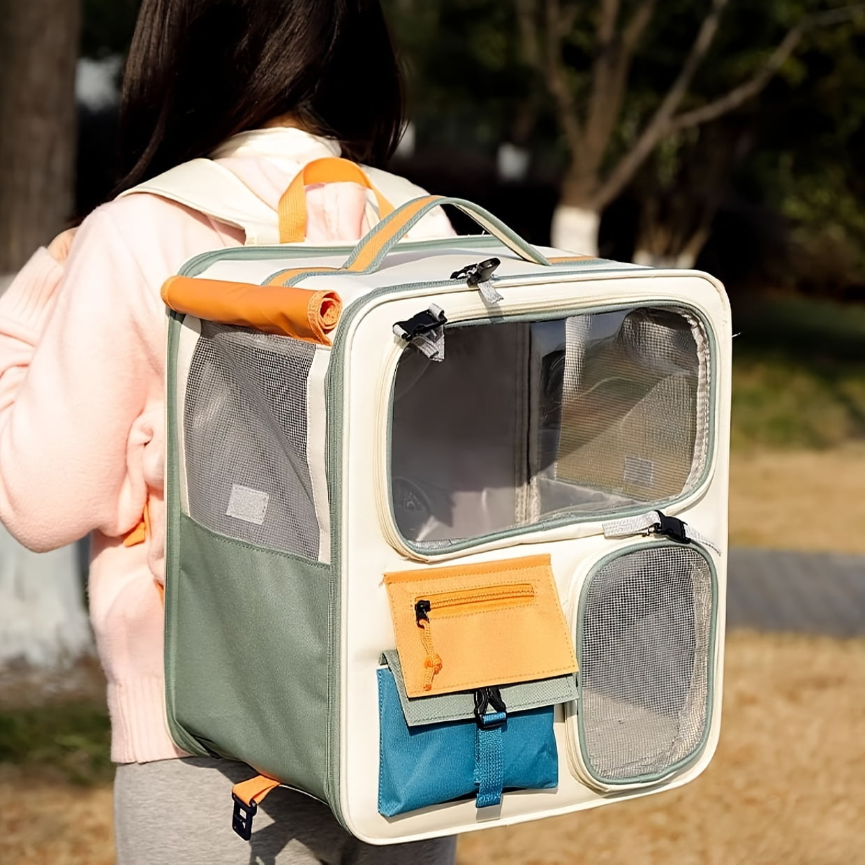 Spacious Pet Carrier Backpack for Cats and Small Dogs Up to 27 Pounds, Comfortable Travel Bag with Ventilated Breathable Design for Airline Approved Pet Transport