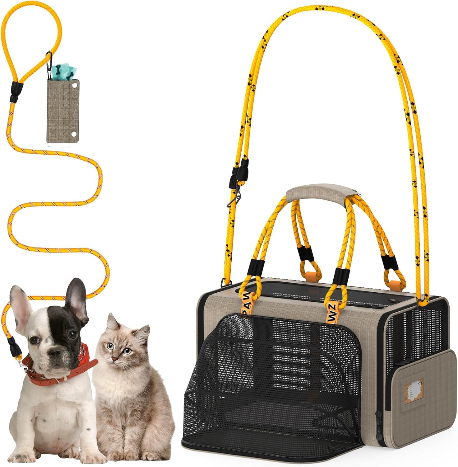 Expandable Pet Carrier TSA Airline Approved, 18″×11″×11″ Soft-Sided Top-Load Carriers for Small Dog & 2 Cats Under Seat, Collapsible Puppy & Animal Travel Bag Up to 18lbs, ID Card, Chew-Proof