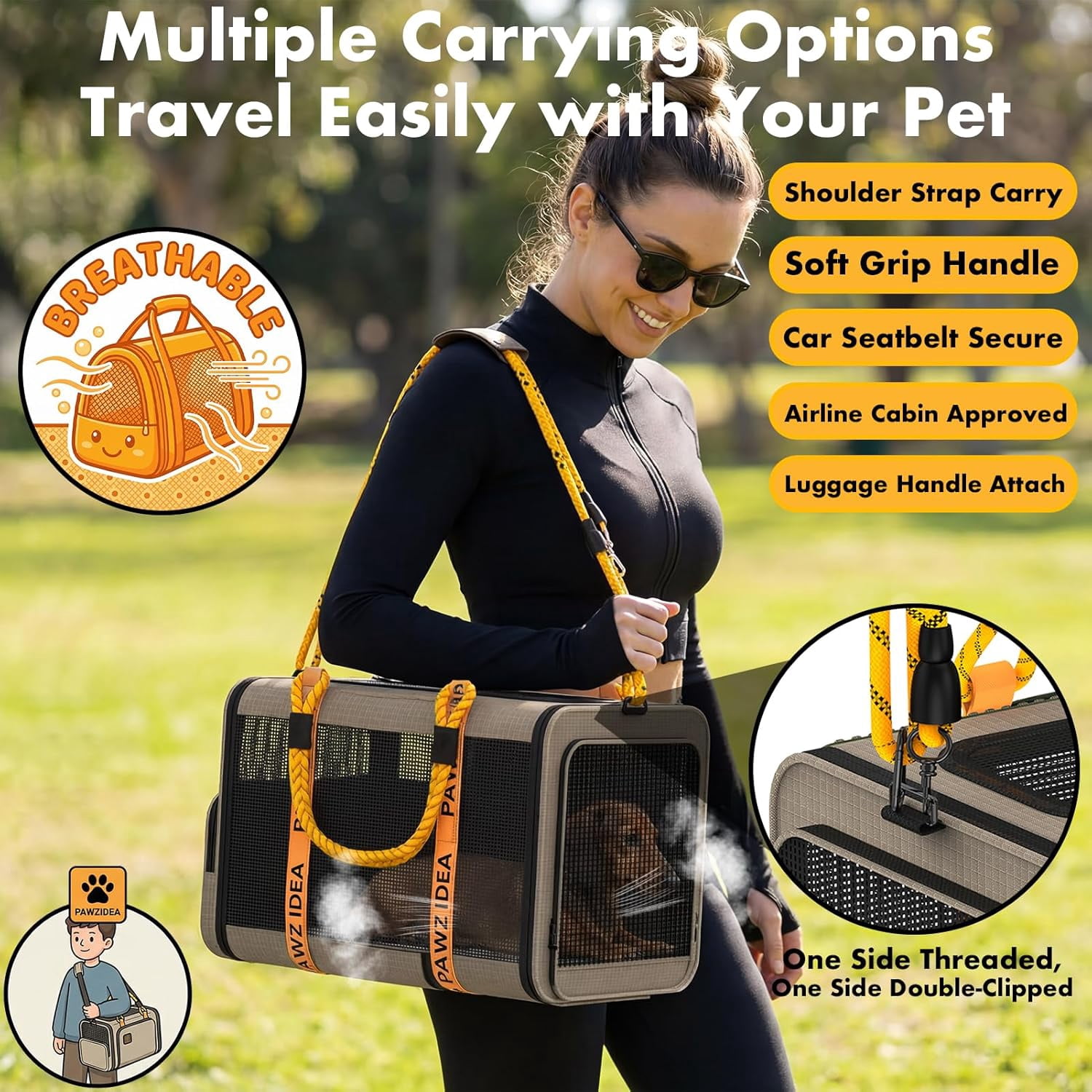 Expandable Pet Carrier TSA Airline Approved, 18″×11″×11″ Soft-Sided Top-Load Carriers for Small Dog & 2 Cats Under Seat, Collapsible Puppy & Animal Travel Bag Up to 18lbs, ID Card, Chew-Proof - Image 3