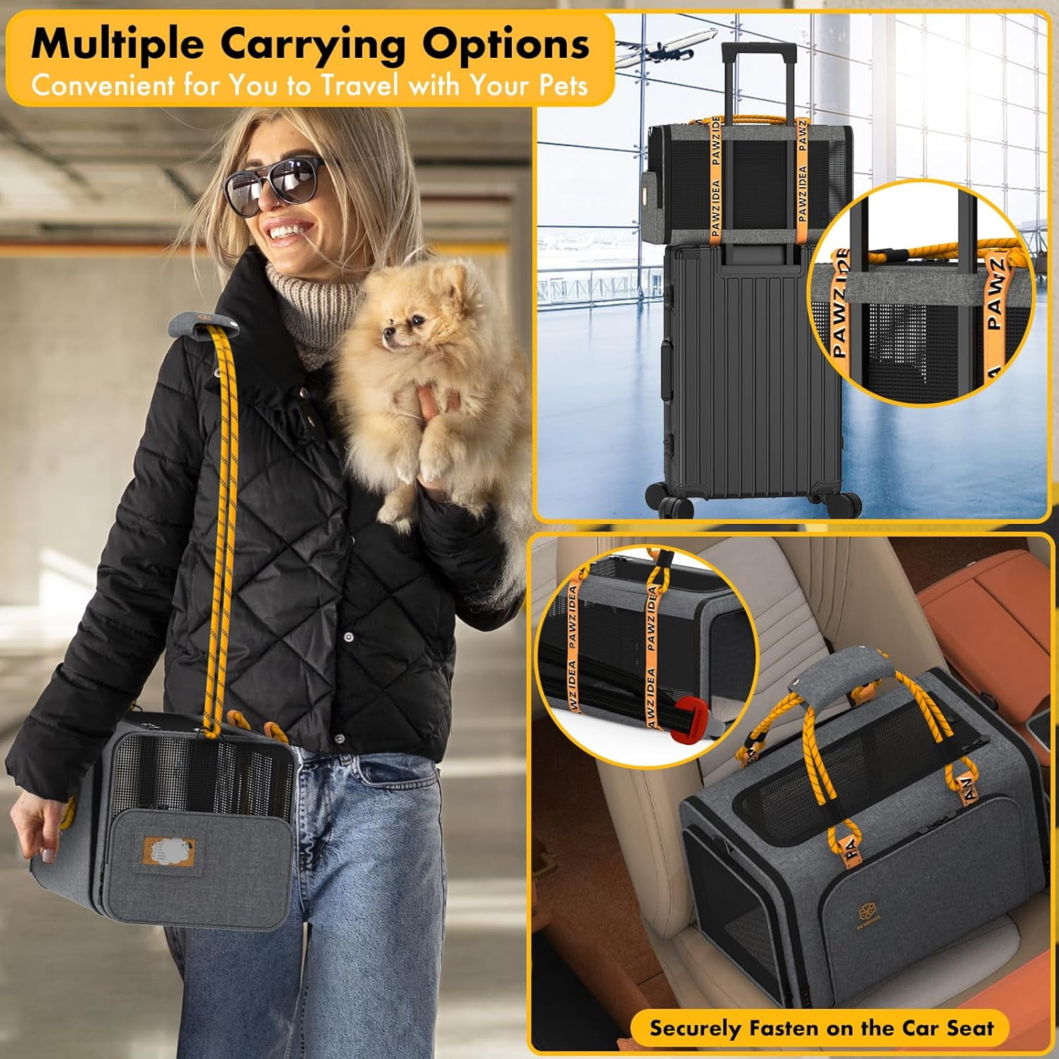 Expandable Pet Carrier TSA Airline Approved, 18″×11″×11″ Soft-Sided Top-Load Carriers for Small Dog & 2 Cats Under Seat, Collapsible Puppy & Animal Travel Bag Up to 18lbs, ID Card, Chew-Proof - Image 12