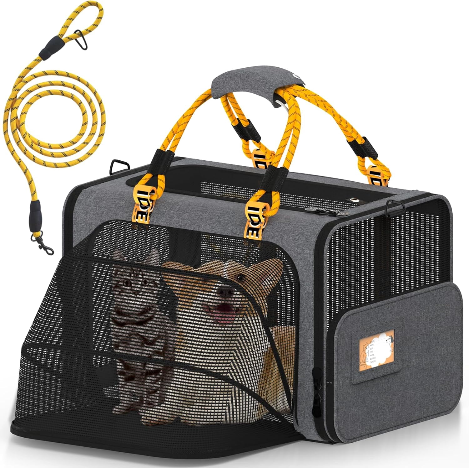 Expandable Pet Carrier TSA Airline Approved, 18″×11″×11″ Soft-Sided Top-Load Carriers for Small Dog & 2 Cats Under Seat, Collapsible Puppy & Animal Travel Bag Up to 18lbs, ID Card, Chew-Proof - Image 17