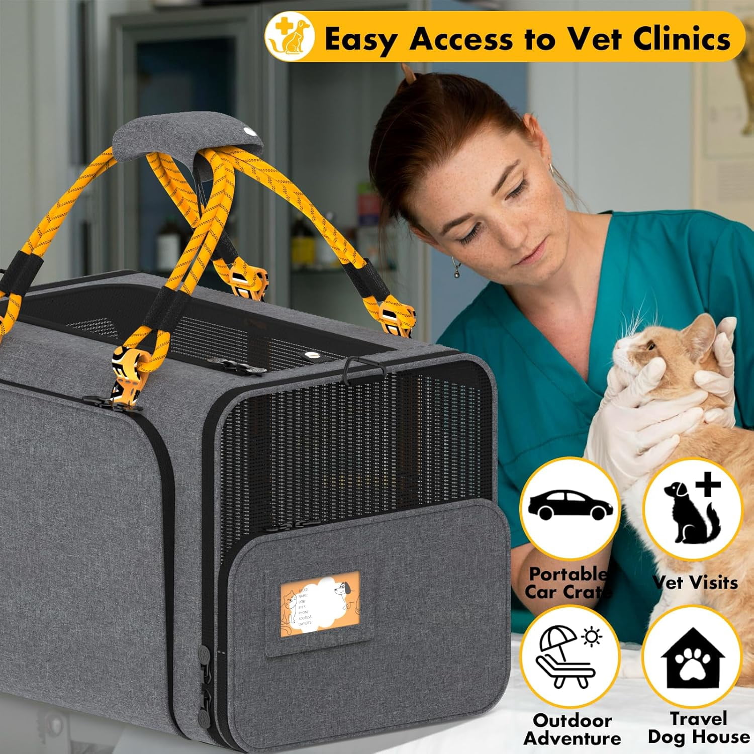 Expandable Pet Carrier TSA Airline Approved, 18″×11″×11″ Soft-Sided Top-Load Carriers for Small Dog & 2 Cats Under Seat, Collapsible Puppy & Animal Travel Bag Up to 18lbs, ID Card, Chew-Proof - Image 22