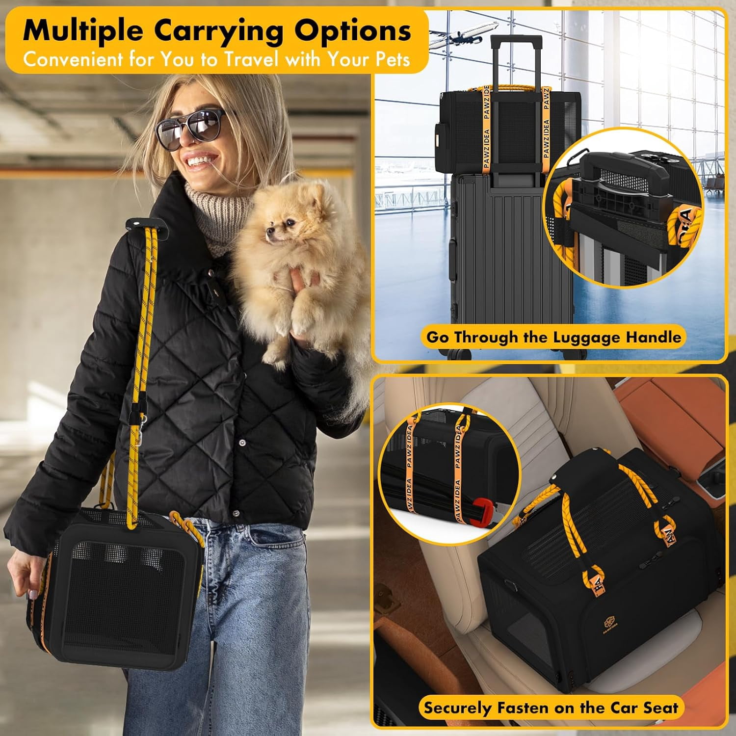 Expandable Pet Carrier TSA Airline Approved, 18″×11″×11″ Soft-Sided Top-Load Carriers for Small Dog & 2 Cats Under Seat, Collapsible Puppy & Animal Travel Bag Up to 18lbs, ID Card, Chew-Proof - Image 26