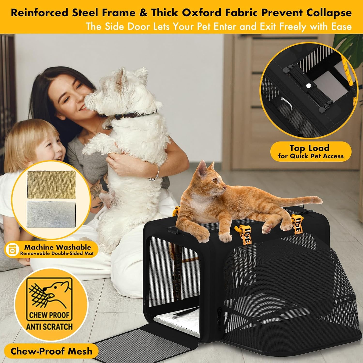 Expandable Pet Carrier TSA Airline Approved, 18″×11″×11″ Soft-Sided Top-Load Carriers for Small Dog & 2 Cats Under Seat, Collapsible Puppy & Animal Travel Bag Up to 18lbs, ID Card, Chew-Proof - Image 28