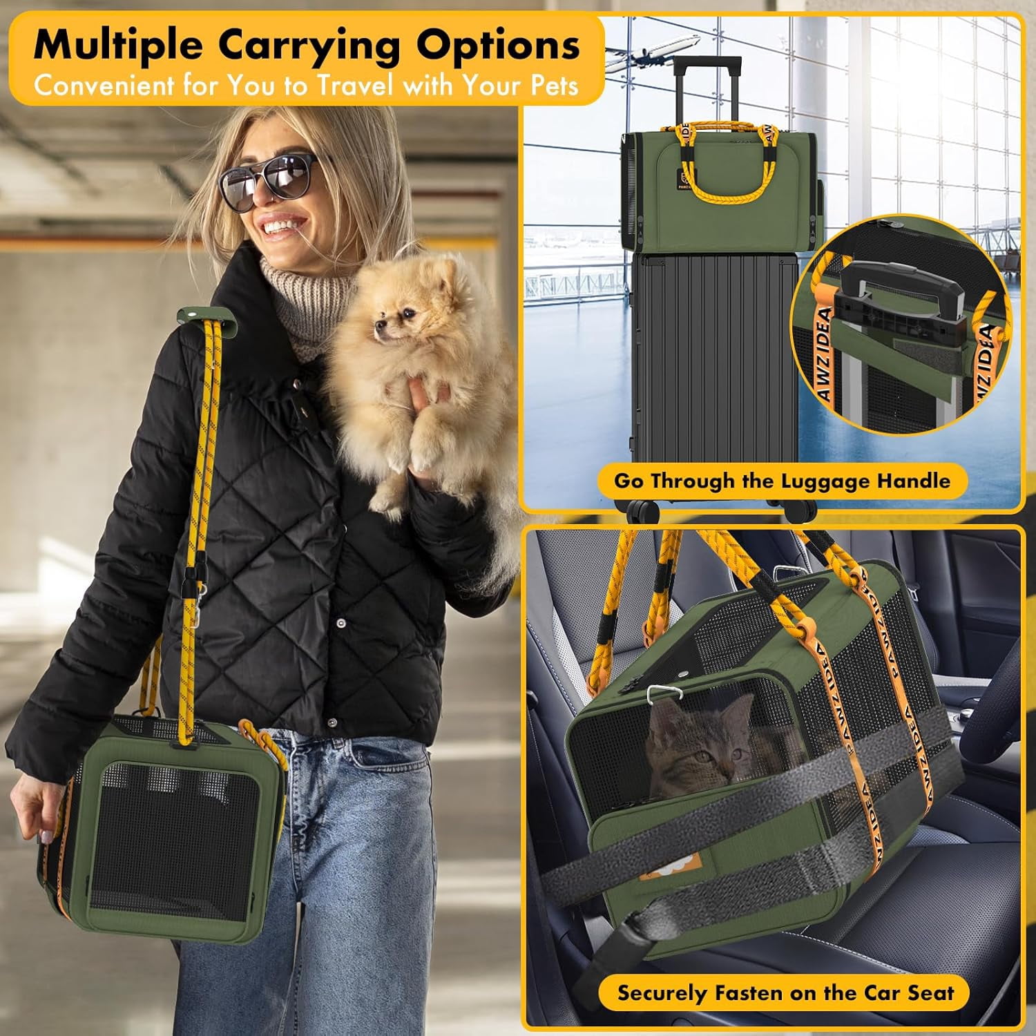 Expandable Pet Carrier TSA Airline Approved, 18″×11″×11″ Soft-Sided Top-Load Carriers for Small Dog & 2 Cats Under Seat, Collapsible Puppy & Animal Travel Bag Up to 18lbs, ID Card, Chew-Proof - Image 34