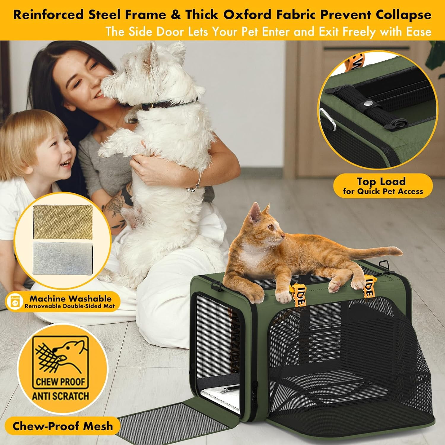 Expandable Pet Carrier TSA Airline Approved, 18″×11″×11″ Soft-Sided Top-Load Carriers for Small Dog & 2 Cats Under Seat, Collapsible Puppy & Animal Travel Bag Up to 18lbs, ID Card, Chew-Proof - Image 37