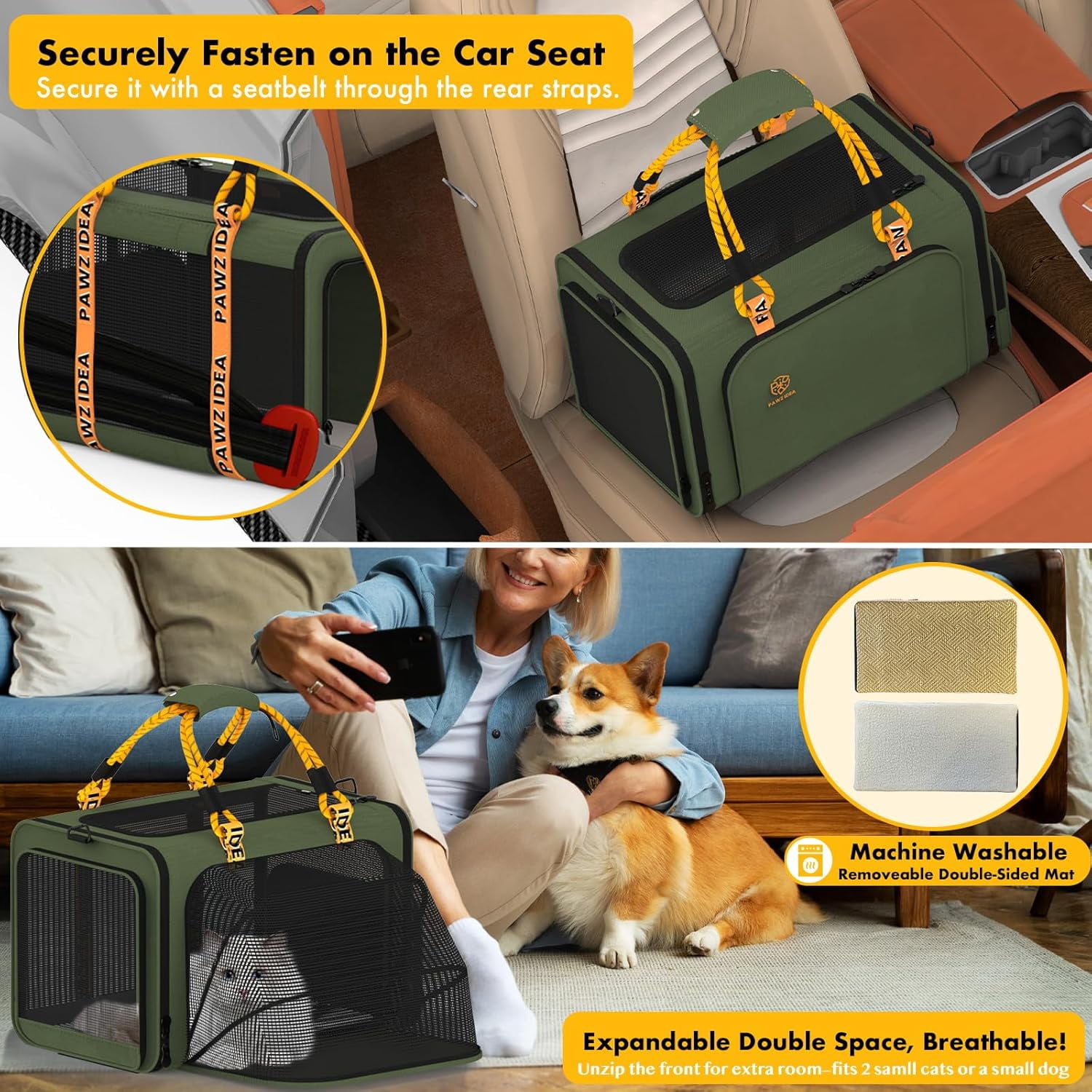 Expandable Pet Carrier TSA Airline Approved, 18″×11″×11″ Soft-Sided Top-Load Carriers for Small Dog & 2 Cats Under Seat, Collapsible Puppy & Animal Travel Bag Up to 18lbs, ID Card, Chew-Proof - Image 38