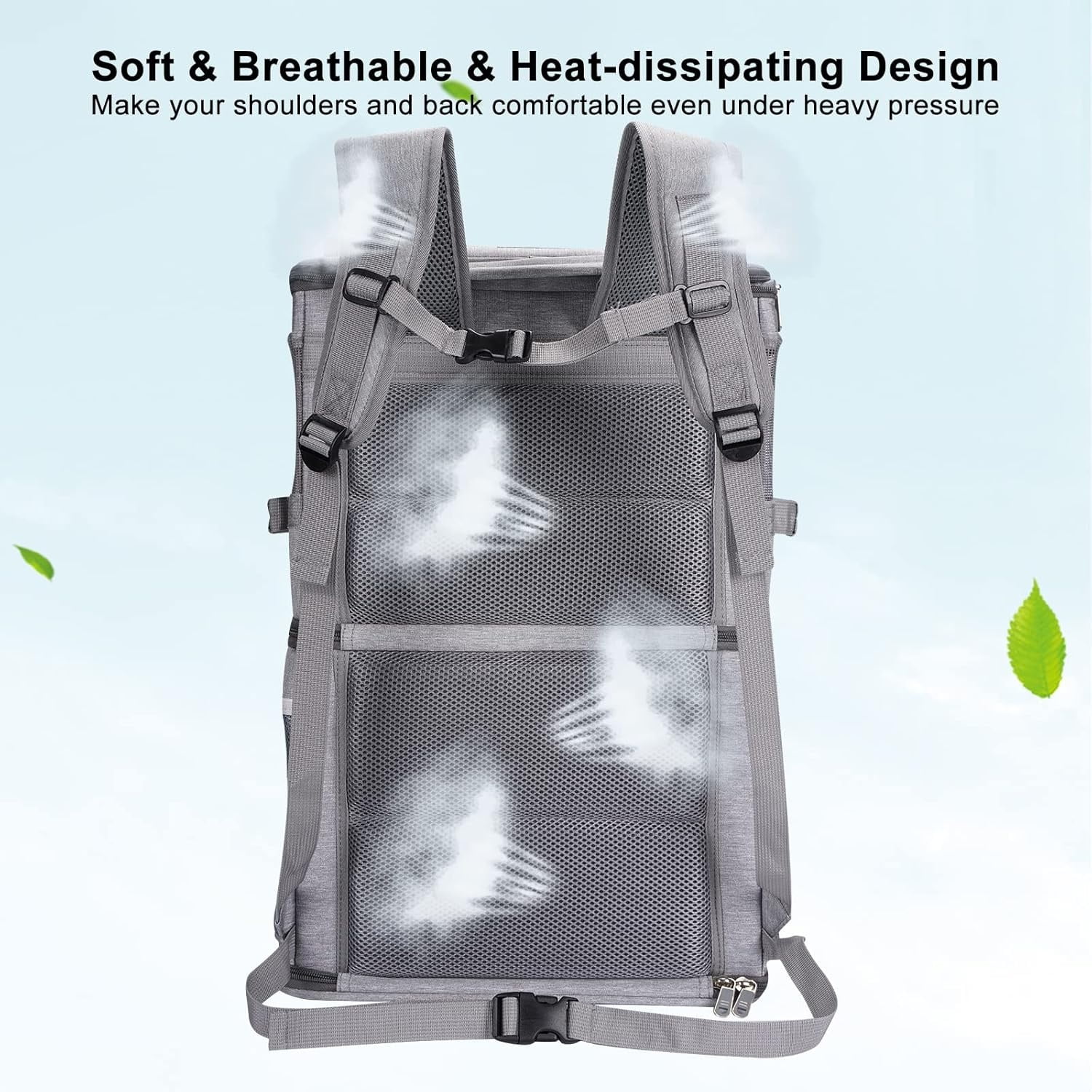 2-in-1 Double Pet Carrier Backpack for Small Cats and Dogs, Portable Pet Travel Carrier, Super Ventilated Design, I for Traveling/Hiking/Camping, Large Size