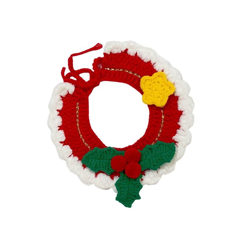 Christmas cat and dog crochet collar Christmas bib Christmas red green collar - Image 2