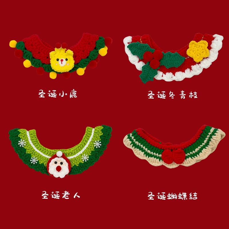 Christmas cat and dog crochet collar Christmas bib Christmas red green collar - Image 3