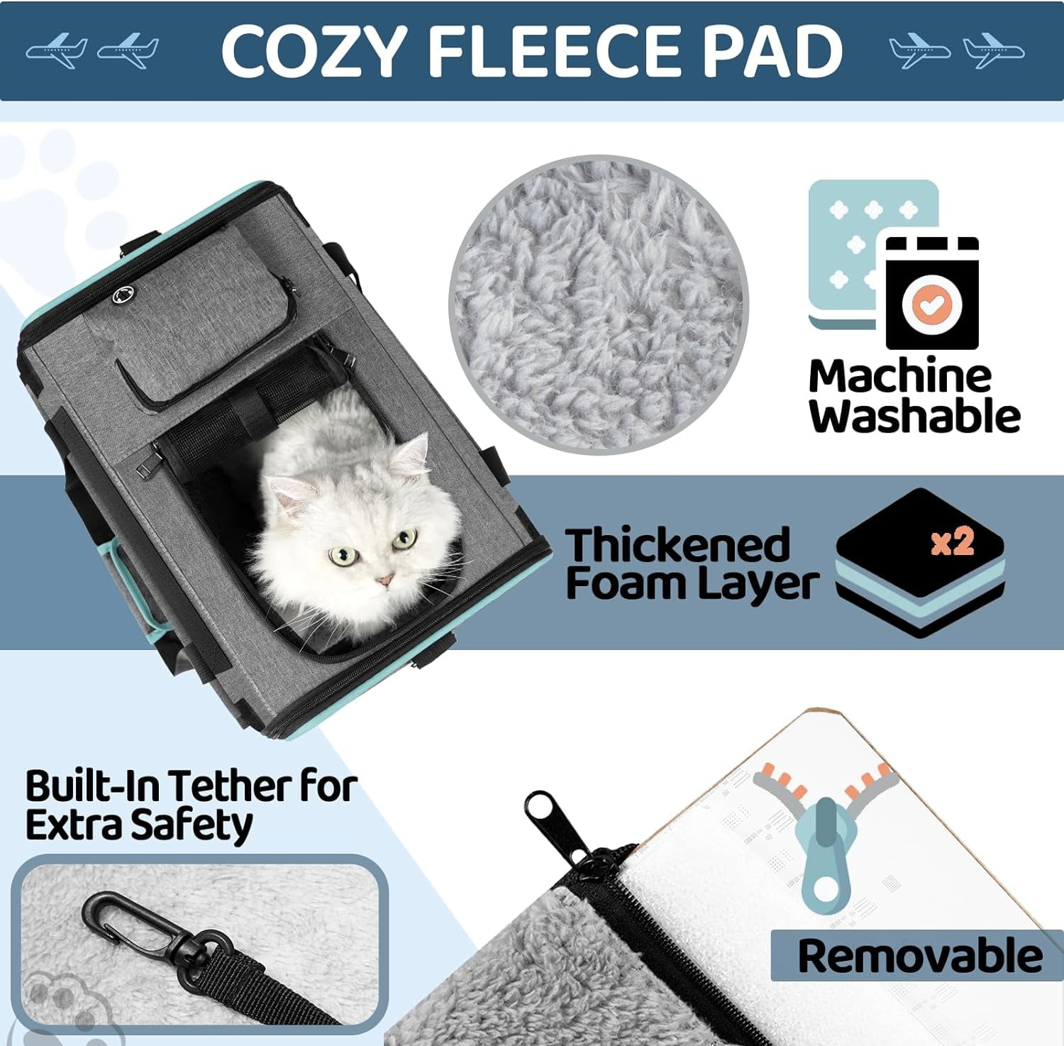 Soft-Sided Airline-Compliant Pet Carrier – 18x11x11 Inch Underseat TSA-Approved Travel Bag for Cats & Small Dogs Under 15 lbs - Image 2