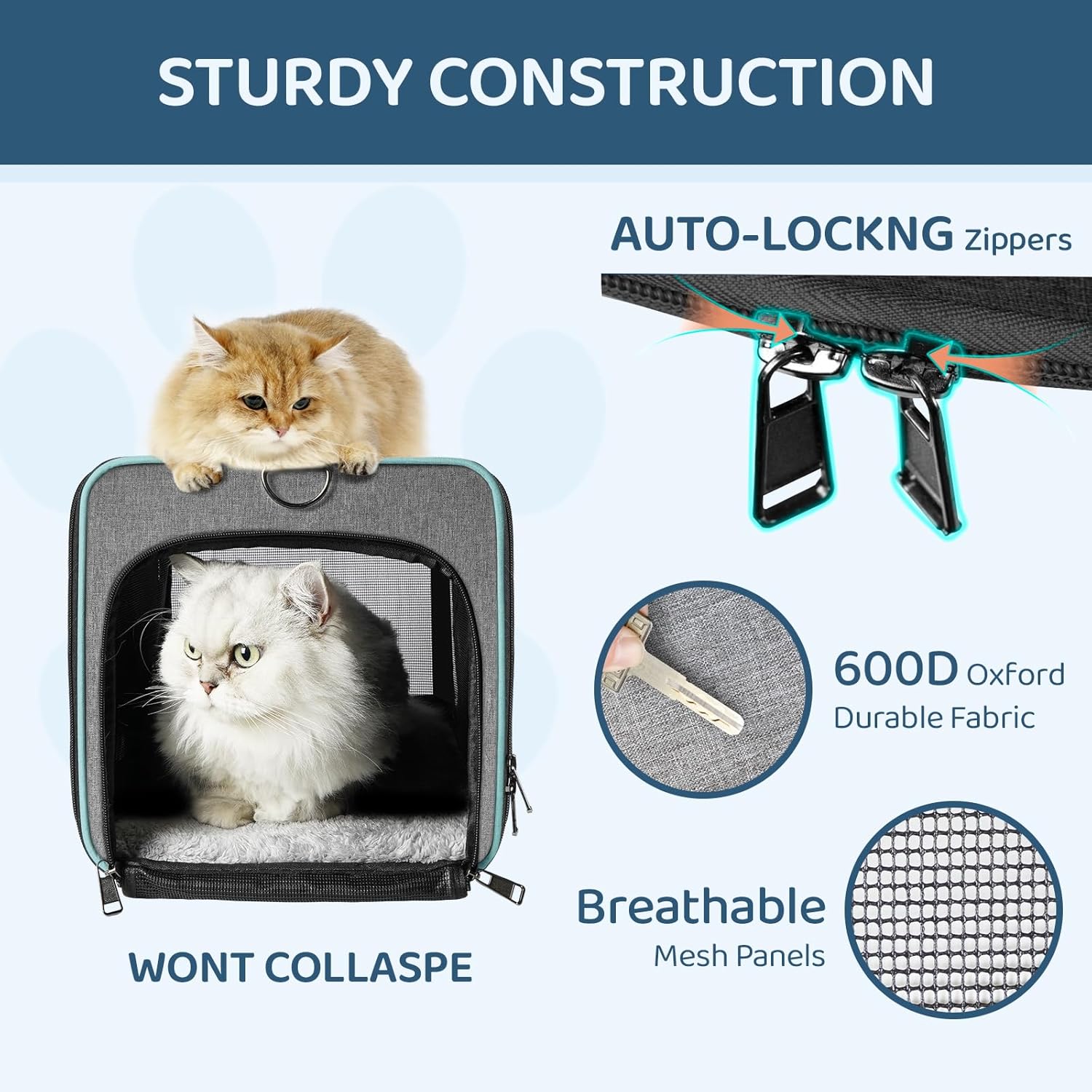 Soft-Sided Airline-Compliant Pet Carrier – 18x11x11 Inch Underseat TSA-Approved Travel Bag for Cats & Small Dogs Under 15 lbs - Image 4