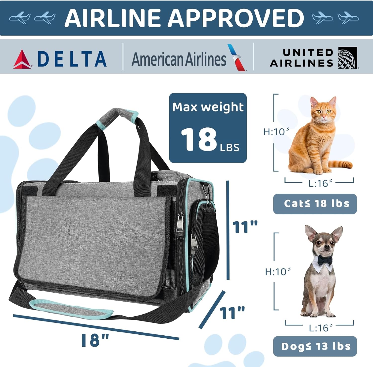 Soft-Sided Airline-Compliant Pet Carrier – 18x11x11 Inch Underseat TSA-Approved Travel Bag for Cats & Small Dogs Under 15 lbs - Image 5