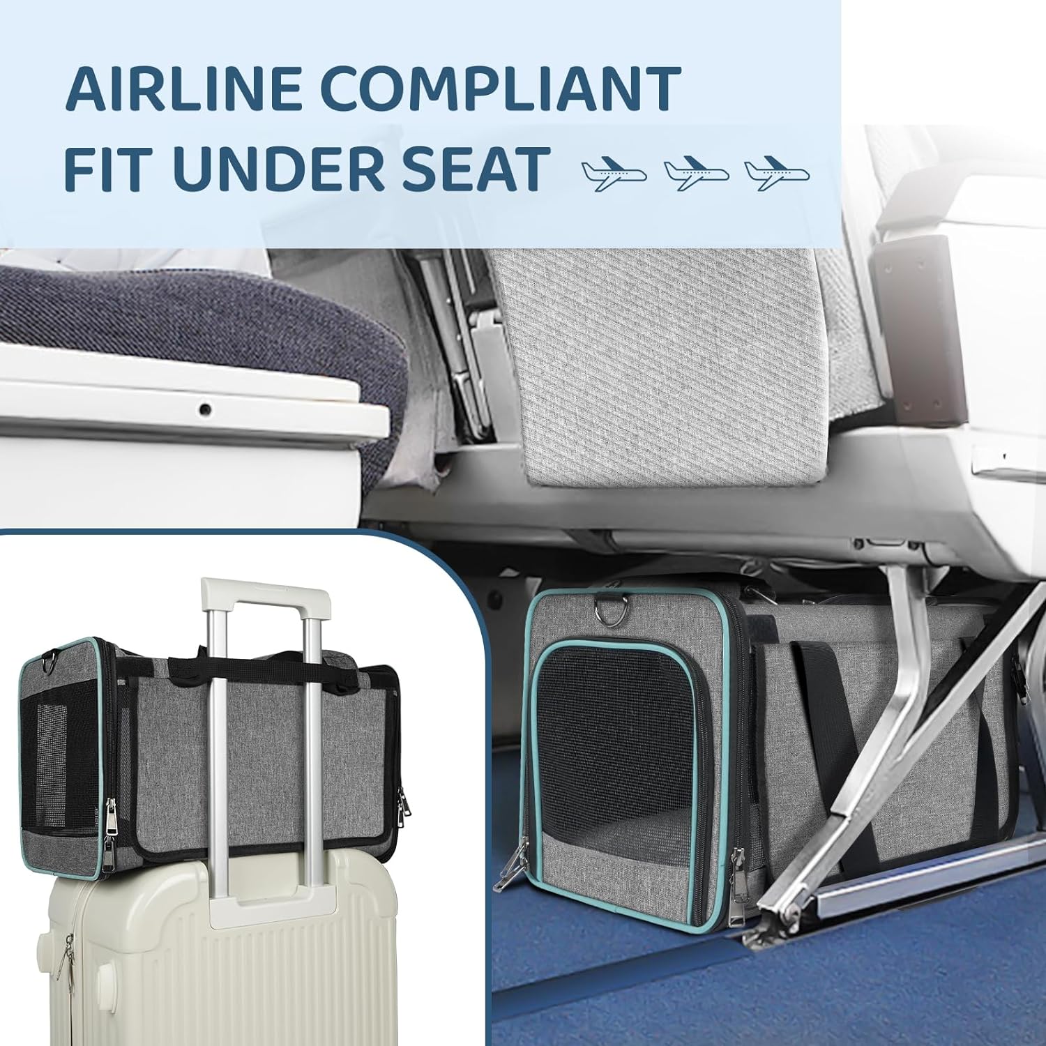 Soft-Sided Airline-Compliant Pet Carrier – 18x11x11 Inch Underseat TSA-Approved Travel Bag for Cats & Small Dogs Under 15 lbs - Image 7