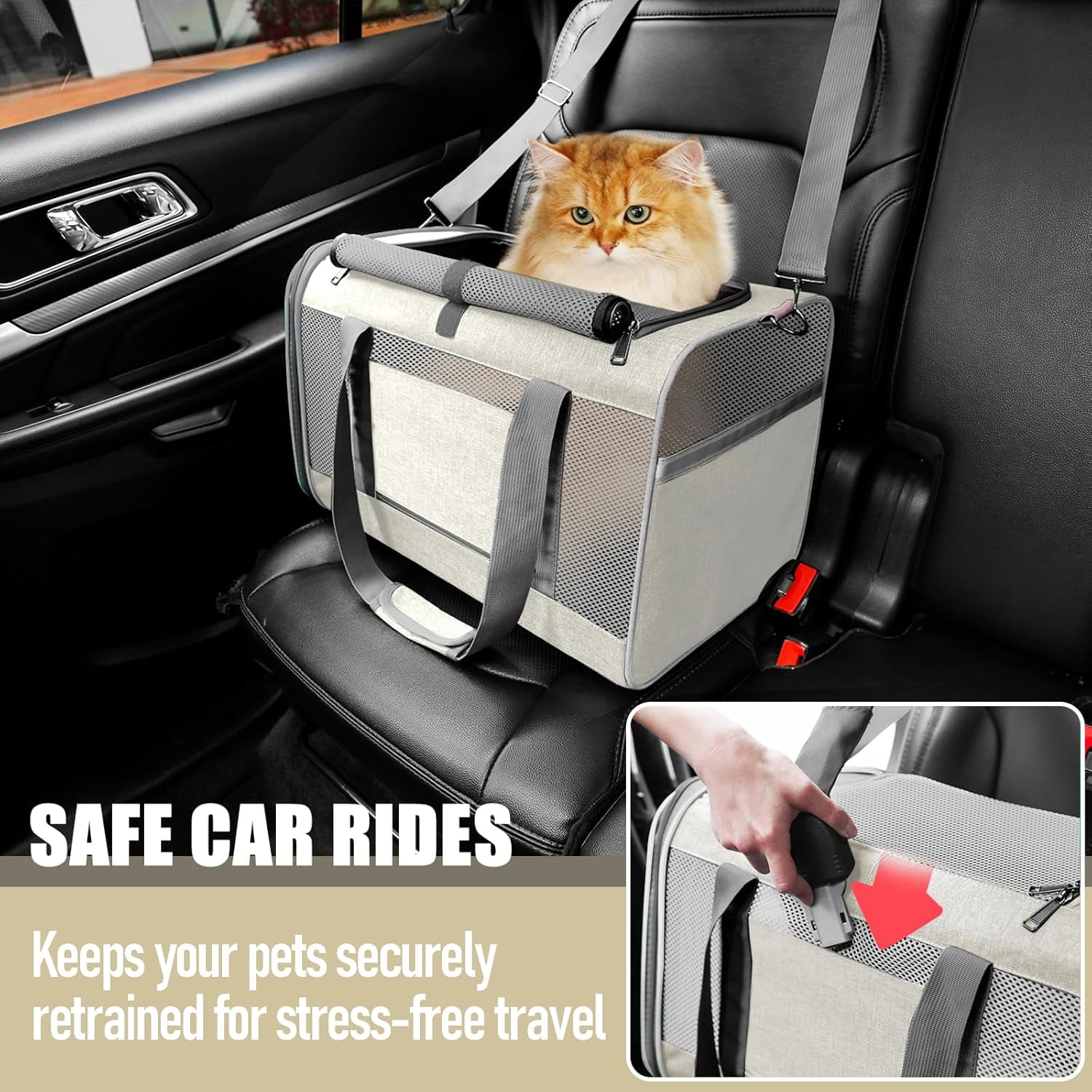 Pet Carrier for Large Cat 20 lbs+ / Soft Sided Small Dog 12 Pounds Travel Crate Top Load/Collapsible Kitty Carry Bag Big Kitten Mesh/Sturdy Animal Transport cage Kennel - Image 5