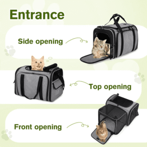Expandable Cat Carrier, Soft Side Pet Carrier with Seat Belt, Dog Carriers for Small Dogs, Portable & Foldable Cat Bag Carrier Great for Travel, Outdoor, Hiking, Camping