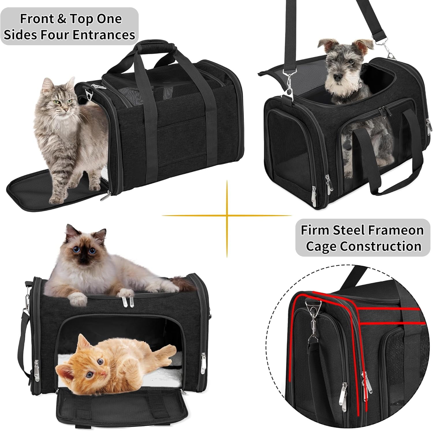 Soft-Sided Pet Carrier with Shoulder Strap, Collapsible Travel Bag for Dogs & Cats up to 25 Lbs, Breathable Mesh Design - Image 4