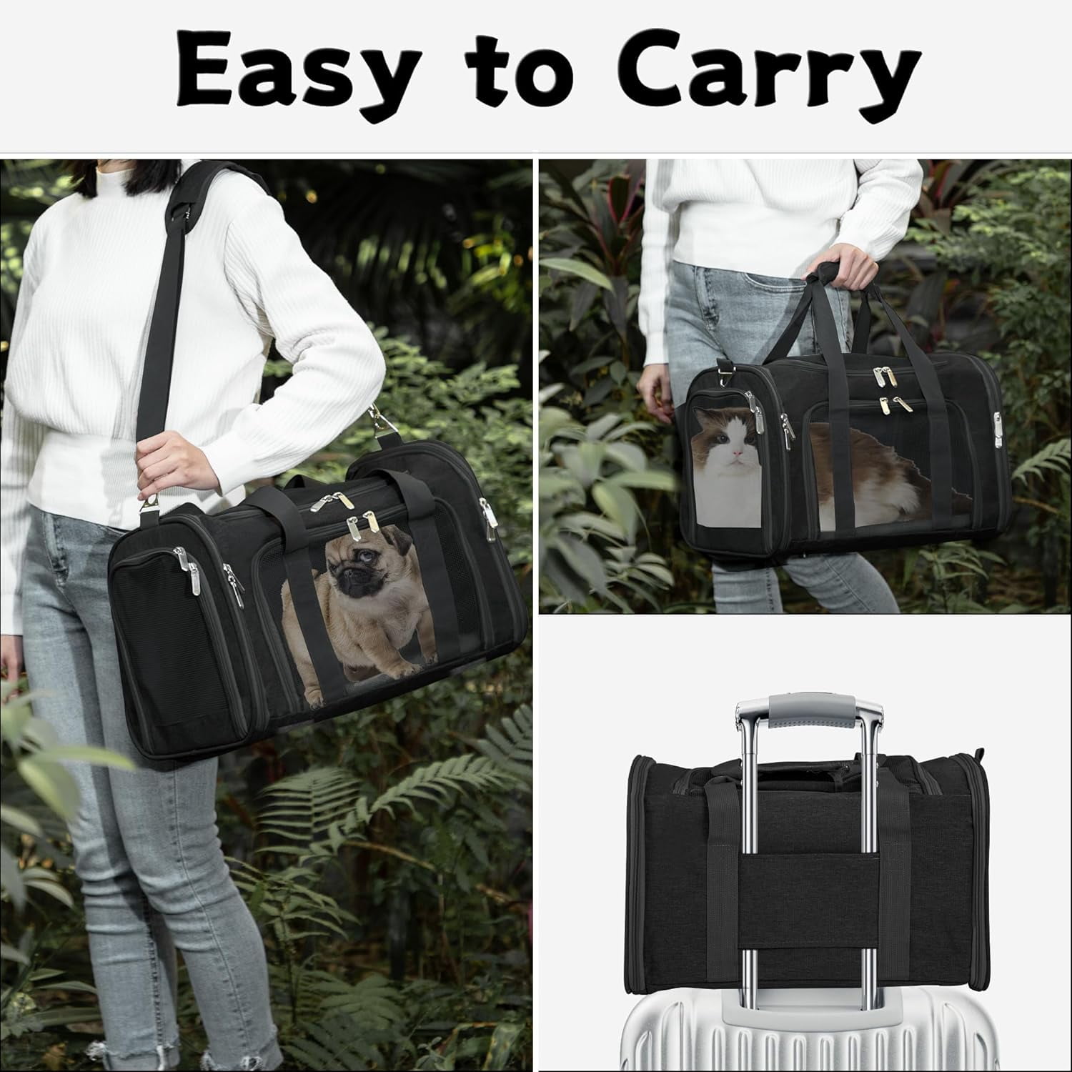 Soft-Sided Pet Carrier with Shoulder Strap, Collapsible Travel Bag for Dogs & Cats up to 25 Lbs, Breathable Mesh Design - Image 5