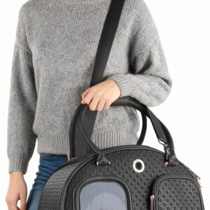 Dog Purse Carrier for Small Dogs, TSA Airline Approved Pet Tote Bag, Fashion Soft-Sided Puppy Carrier Purse with Pockets for Travel, Daily Outings (Black, 16.1inch x 8.7inch x 12inch)