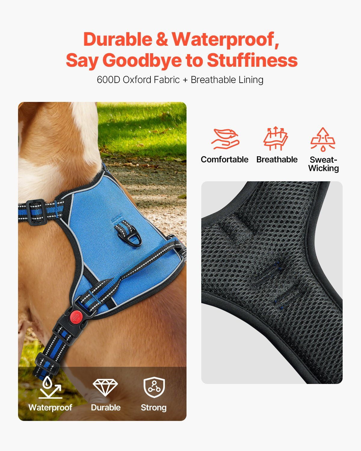 No-Pull Dog Harness for Large Dogs, Adjustable Pet Vest with Handle & Leash Set for Walking, Training, Reflective Strips for Safety - Large Breed Dog Harness - Image 7