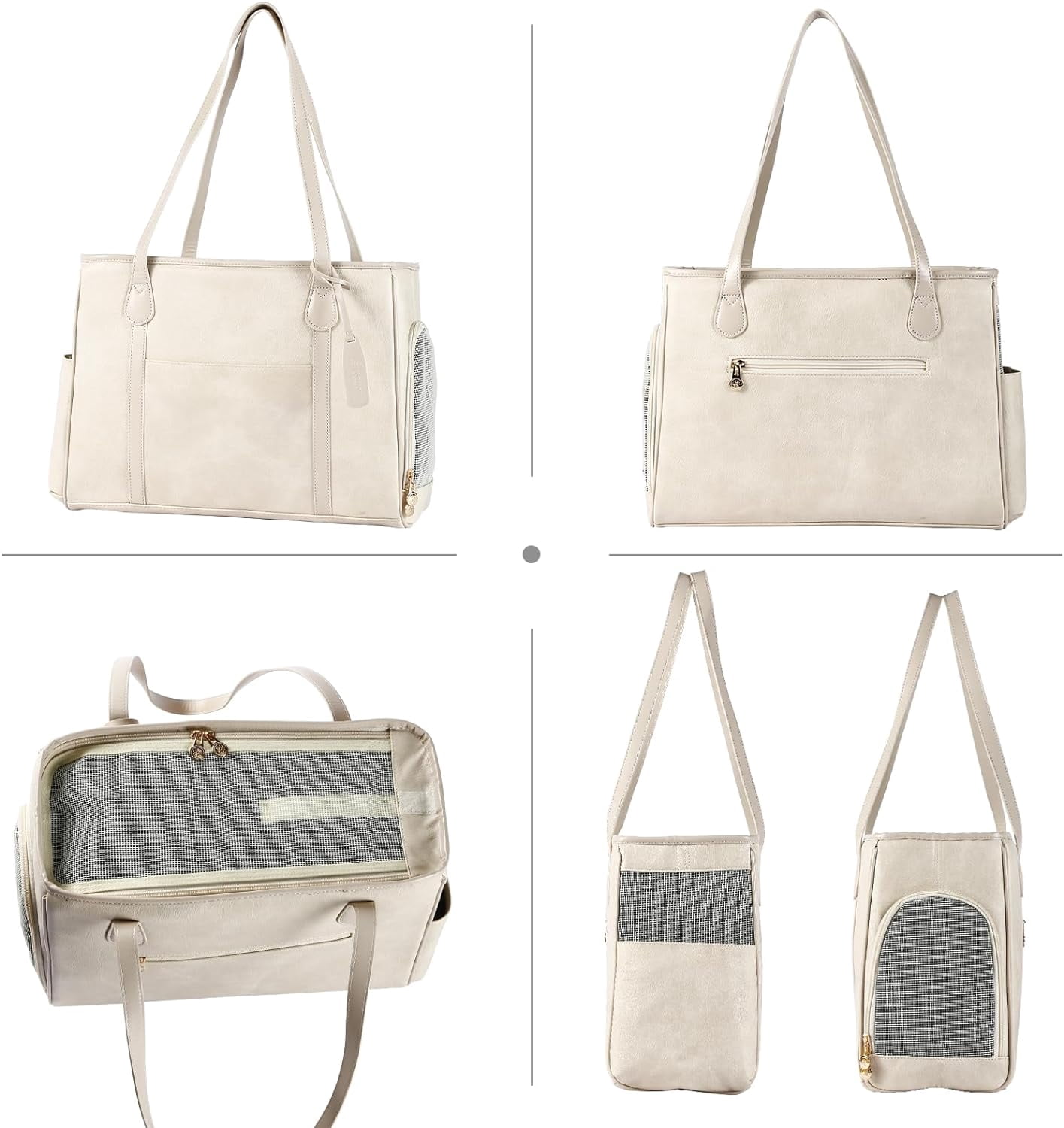 Stylish Dog Purse Carrier, Leather Pet Carrier Bag for Small Dogs Cats Puppy, Airline Approved Soft-Sided Carrier Brown - Image 9